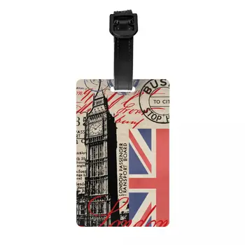 Багажная бирка в стиле ретро Винтаж в Лондоне, Багажные бирки с Британским Флагом, изготовленные на заказ в Великобритании, Идентификационная этикетка для защиты конфиденциальности