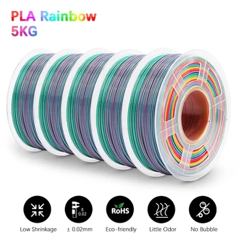 JAYO Радужная нить PLA 1,75 мм 5 кг Красочная нить PLA Новое поступление, материал для 3D-принтера SILK Rainbow 0