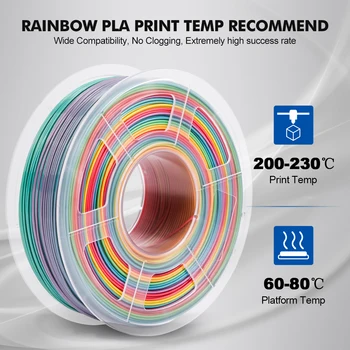JAYO Радужная нить PLA 1,75 мм 5 кг Красочная нить PLA Новое поступление, материал для 3D-принтера SILK Rainbow 3