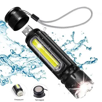 Светодиодный мини-фонарик, перезаряжаемый через USB, многофункциональный рабочий светильник с сильным освещением, светодиодный аварийный светильник