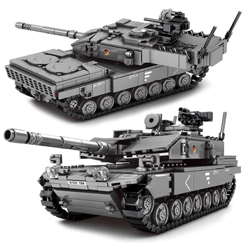 Военная серия Основной Боевой танк M1A2 T-14 Challenger Leopard 2A7 + Строительные Блоки Солдаты Второй мировой войны Армейские Кирпичи Игрушки Для Детей