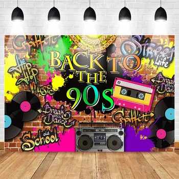 MOCSICKA Назад в 90-е, Тематический фон для вечеринки, Граффити, хип-хоп Музыка, Фон для фотосессии, Олдскульный Фон для Разрушения кирпичной стены