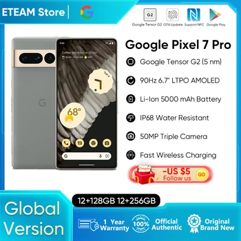 Смартфон Google Pixel 7 Pro, Глобальная версия, Разблокированный 5G, 6,7 дюйма, NFC, Android 13, Водонепроницаемость IP68, Быстрая зарядка телефона