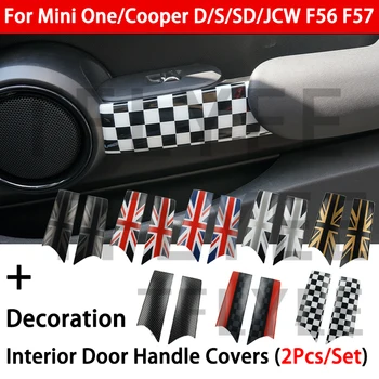 Внутренняя дверная ручка Union Jack, крышка корпуса, наклейка для украшения автомобиля MINI One Cooper S JCW F56 F57, аксессуары для автостайлинга