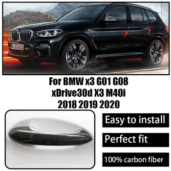 Накладка на дверную ручку автомобиля из настоящего сухого углеродного волокна для BMW X3 G01 G08 xDrive30d X3 M40i 2018 2019 2020