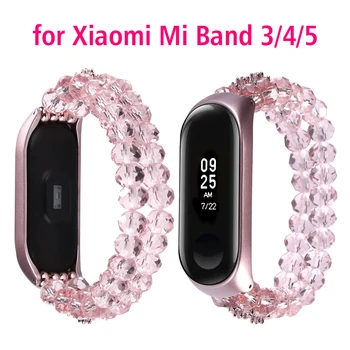 Роскошный Ювелирный браслет Mi Band 6 7 на Ремешке для Xiaomi Mi Band 3 4 5 6 7, Нарядные Ремешки, Сменный Кристалл, Женский, для девочек, Розовый