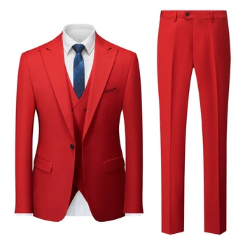 5XL (куртка + брюки + жилет), комплект из 3 предметов, модное мужское повседневное бутик-деловое платье, Свадебный костюм жениха, пальто, блейзеры, брюки
