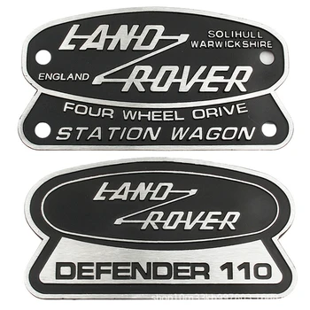 Автомобильный боковой значок из сплава, Наклейка на задний багажник, Наклейка на переднюю решетку, Эмблема, Аксессуары для украшения логотипа Land Rover DEFENDER 110